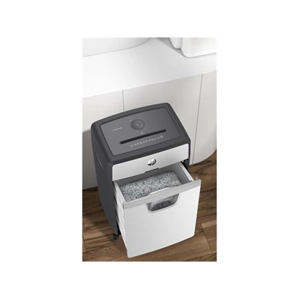 Iratmegsemmisítő, mikrokonfetti, 16 lap, HP "Oneshred 16MC", világosszürke