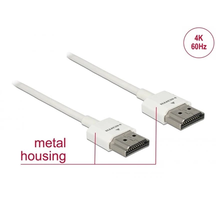 KAB Delock 85122 HDMI kábel Ethernettel HDMI A dugó > HDMI A dugó, 3D, 4K vékony - 1 m