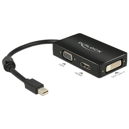 KELLÉK DELOCK Adapter mini Displayport 1.1 male to VGA/HDMI/DVI female passzív (62631)