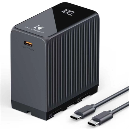 K&F Concep NP-F970 akkumulátor 10500mAh, dupla USB-C I/O, USB-A, érintőkijelző, PD45W, USB