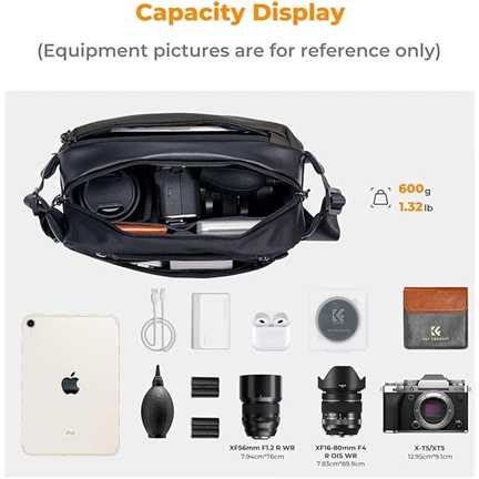 K&F Concept Alpha Sling 10L, fotós oldaltáska, sötétzöld