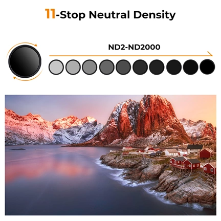 K&F Concept C Series Ultra-thin, VARIO ND 2-2000 változtatható szürkeszűrő, 49mm