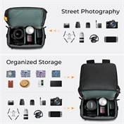 K&F Concept Collapsible Backpack 22L, fotós hátizsák, oldaltáskáva csukható, fekete