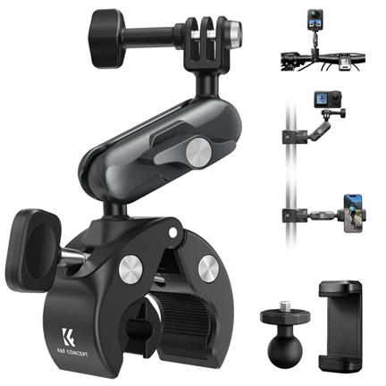 K&F Concept MS100 csőre szerelhető satu 8-40mm átmérőhöz, magic arm, GoPro adapter, állvány menet