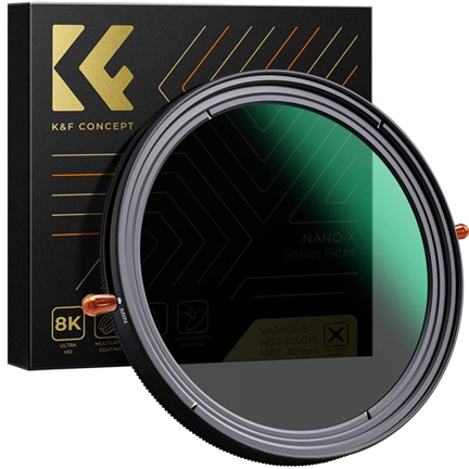 K&F Concept NANO-X, CPL+VARIO ND2-32 szűrő, w/o black cross, HD, vízlep, karcálló, törlőkendő, 67mm