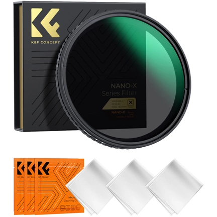 K&F Concept NANO-X, VARIO ND 2-32 szűrő, W/O Black cross, vízlep., karcálló, +3db törlőkendő, 37mm