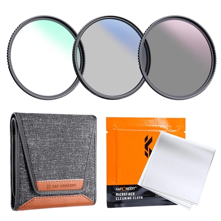 K&F Concept Professzionális szűrő szett + szűrőtartó tok (UV+CPL+ND4) 49mm