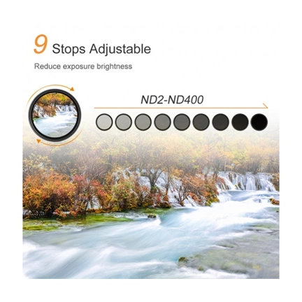 K&F Concept Slim vario ND 2-400 változtatható szürkeszűrő, 40.5 mm