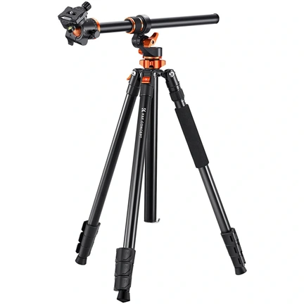 K&F Concept T254A7+BH-28L állvány + monopod, elforgatható középoszloppal, fekete-narancs
