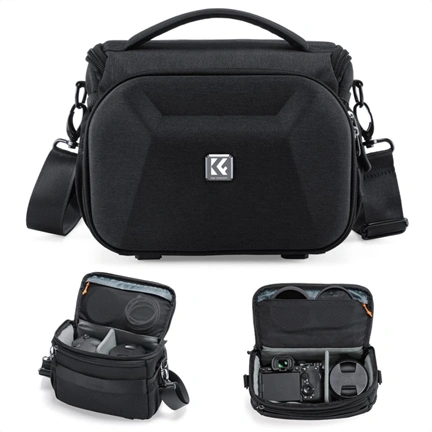 K&F Concept Travel Shoulder Bag oldaltáska, 5L, M, kemény előlapi védőborítás, fekete
