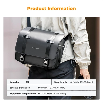 K&F Concept Urban Wander 10L, fotós oldaltáska, fekete