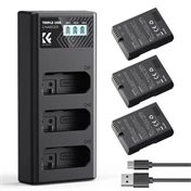 K&F Concept hordozható tripla USB-C akkumulátor MH-24 töltő, LCD + 3db EN-EL14 akkumulátor 1050mAh