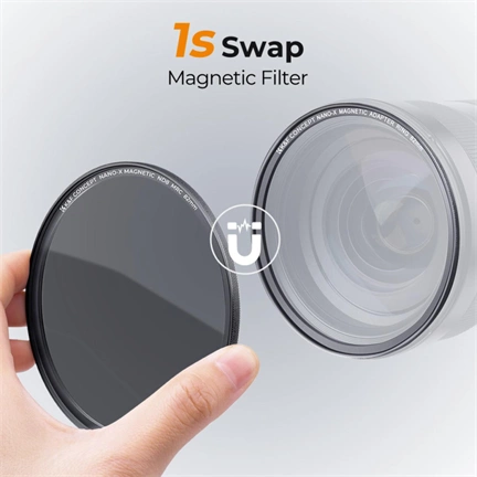 K&F Concept mágneses adapter + MCUV + CPL  + ND1000 szűrő, vízlepergető, karcálló, + tok, 55mm