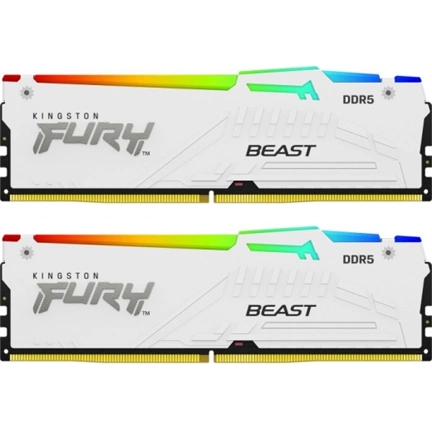 KINGSTON Fury Beast RGB DDR5 6000MHz CL36 64GB Kit2 AMD Expo White
