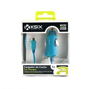 KSIX Autós töltő micro USB-vel; 1A - kék