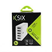 KSIX Fali töltő 5xUSB port; 8A - fehér