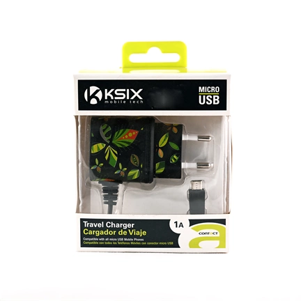 KSIX Fali töltő micro USB-vel; 1A - Trópusi