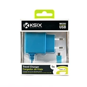 KSIX Fali töltő micro USB-vel; 1A - kék
