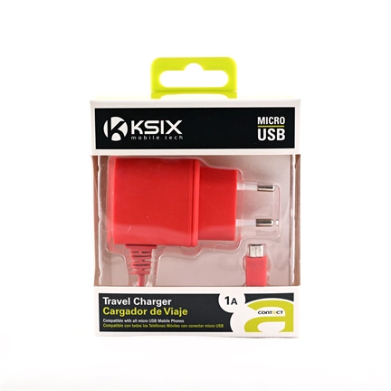 KSIX Fali töltő micro USB-vel; 1A - korall