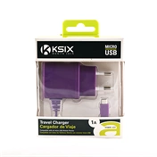 KSIX Fali töltő micro USB-vel; 1A - lila