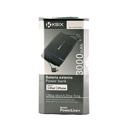 KSIX Powerbank 3000 mAh beépített lightning