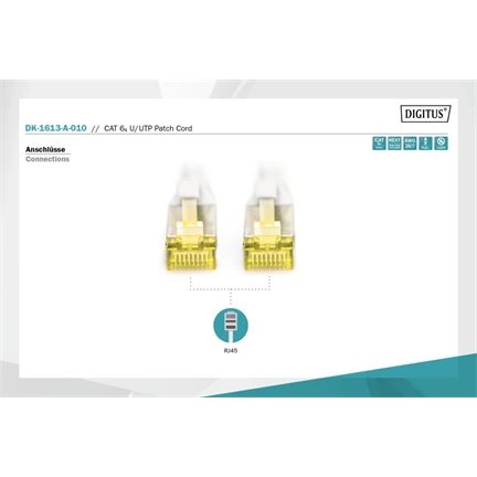 Kábel Digitus UTP CAT6a patch 1m szürke