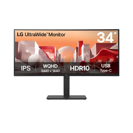 LG 34BA75QE-B monitor - 34" UltraWide QHD IPS HDR10, USB-C, hangszórók, állítható magasságú állvány