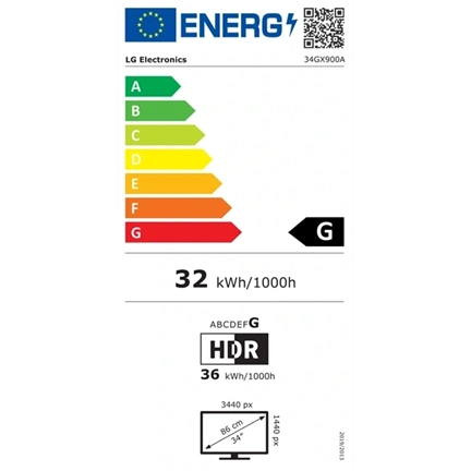 LG 34GX900A-B UltraGear gaming monitor 34", OLED, ívelt 800R, WQHD, 240Hz, 0,03ms GtG