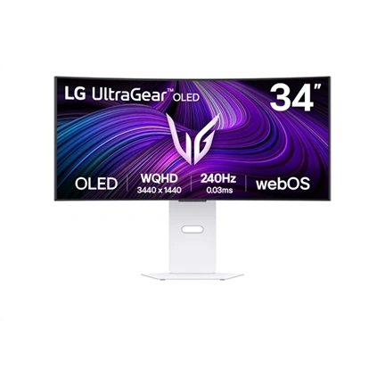 LG 34GX90SA-W smart gaming monitor - 34" UltraGear, ívelt 800R, WebOS, OLED, WQHD, 240Hz
