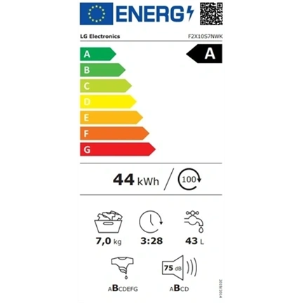 LG F2X10S7NWK elöltöltős mosógép, 7kg