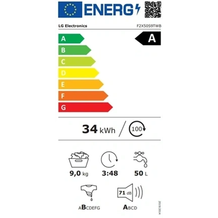 LG F2X50S9TWB elöltöltős mosógép gőz funkcióval