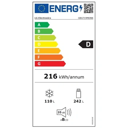 LG GBG719MDNN InstaView MoodUP alulfagyasztós hűtőszekrény, ThinQ technológia, 352L kapacitás