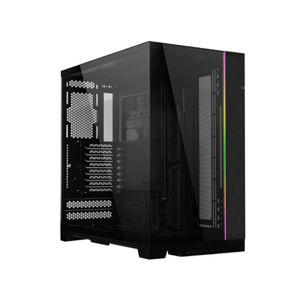 Lian Li O11 Dynamic Evo XL számítógépház - E-ATX, edzett üveg, függőleges RGB fénysáv elöl, kétkamrás, fekete