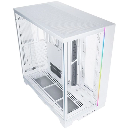 Lian Li O11 Dynamic Evo XL számítógépház - E-ATX, edzett üveg, függőleges RGB fénysáv elöl, kétkamrás, fehér