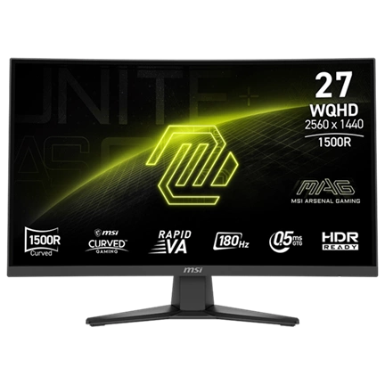 MSI MAG 275CQF E18 monitor - 27" WQHD ívelt 1500R VA 180Hz 0,5ms