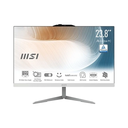 MSI Modern AM242 12M-1079XHU AIO számítógép 23,8" FHD i5-1235U 8GB 512GB SSD nincs OS, fehér MSI Modern AM242 12M-1079XHU AIO számítógép 23,8" FHD i5-1235U 8GB 512GB SSD nincs OS, fehér