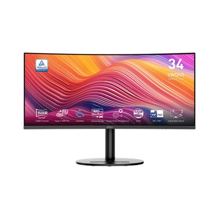 MSI Modern MD342CQP monitor - 34" UWQHD ívelt 1500R VA 120Hz, állítható állvány
