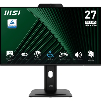 MSI Pro MP272PMG monitor - 27", FHD, IPS, 120Hz, webkamera, hangszórók, állítható magasság, pivot, elfordítható,