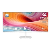 MSI Pro MP341CQW E12 monitor - 34" UWQHD, ívelt 1500R, VA, 120Hz, Adaptive-Sync, fehér