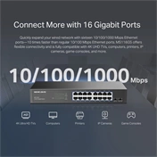 Mercusys MS116GS switch - 16db 1 gigabites port, asztali/rack, tartós fémház