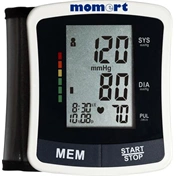 Momert 3102 csuklós vérnyomásmérő, 120 memóriahely, méréstartomány: nyomás: 0-300 mmHg, pulzus: 30-180/perc, LCD kijelző