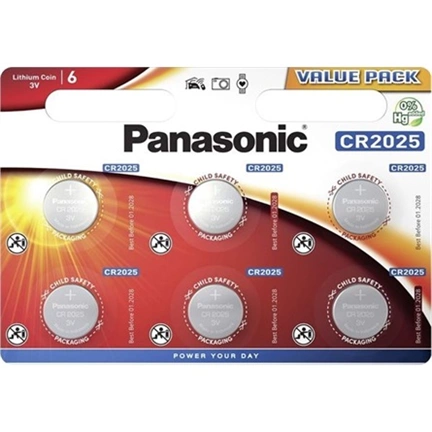 PANASONIC CR2025 3V lítium gombelem 6db
