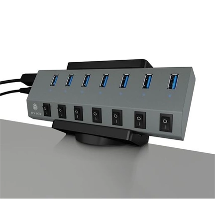 RAIDSONIC Icy Box IB-MSA106-MM USB Hub and socket strip holder with cable management