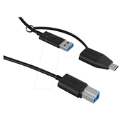 RAIDSONIC Icy Box USB Type-B to Type-A & Type-C® cable 1m