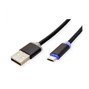 ROLINE USB 2.0 Type-A/Micro-B LED töltőkábel 1m