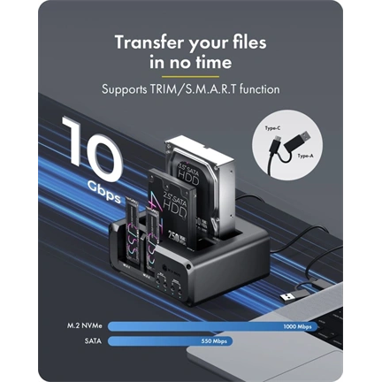 Raidsonic Icy Box Club Case 2925 - 4 rekeszes ház 2 db M.2 NVMe és 2 db 2,5"/3,5" HDD/SSD számára