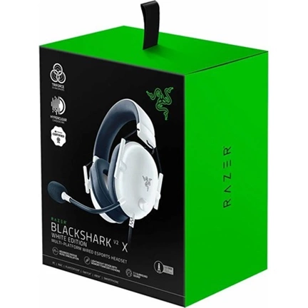 Razer BlackShark V2 X headset - játékhoz, vezetékes, Xbox licencelt, fehér