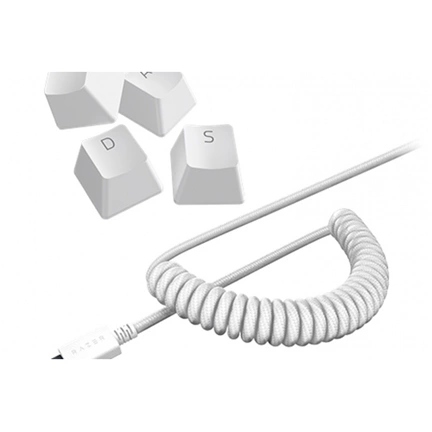 Razer Keyboard PBT Keycap + Coiled Cable Upgrade Set - Mercury White