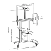 Roline görgős állvány ultranagy (70" - 120") kijelzőhöz, 140 kg teherbírás, fekete