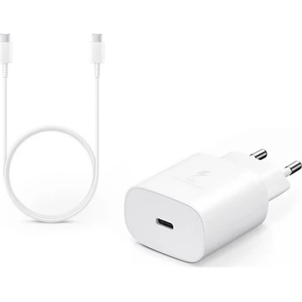 SAMSUNG 25W-os hálózati töltőfej - fehér + EP-DG980BWE Type-C kábel